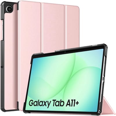 Hoes geschikt voor Samsung Galaxy Tab A11 Plus - Arara Trifold Bookcase TabletHoes - Rosegoud