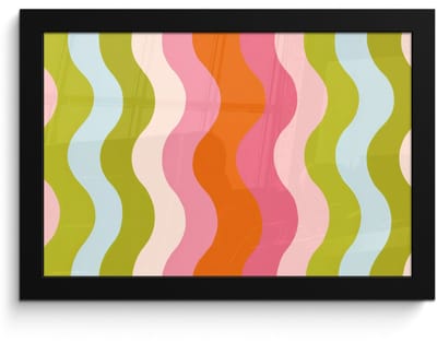 Poster in lijst - Fotolijst 30x20 cm - Posters - Banen - Golven - Kleurrijk - Verticaal - Posterlijst zwart - Decoratie - Wanddecoratie woonkamer - Muurdecoratie slaapkamer