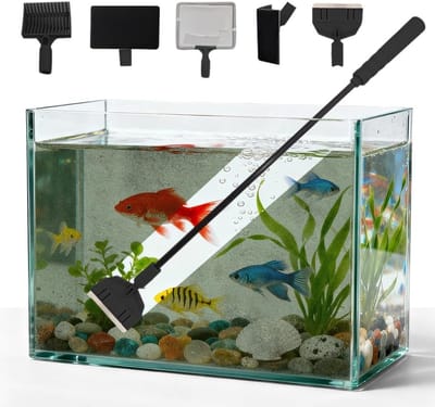 5-in-1 Aquariumreinigingsset met Ruitenreiniger, Algen- en Grindbezem, Ideaal voor Glazen Bakken en Aquaria