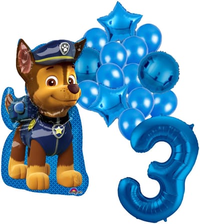 Paw Patrol Chase ballonnen pakket - 58x78cm - Folie Ballon - 3 jaar - Themafeest - Verjaardag - Ballonnen - Versiering - Helium ballon