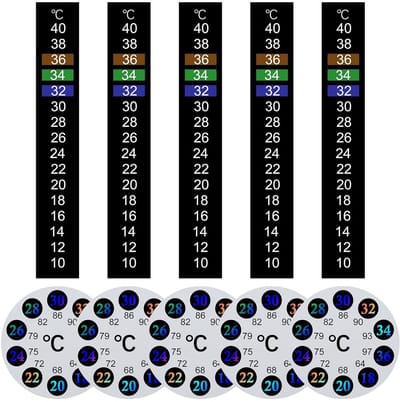 Temperatuur Stickers - Kleurverandering Weergave - Aquarium Vistank - Zelfklevend Digitaal - 10-40 Graden - Zwart Grijs