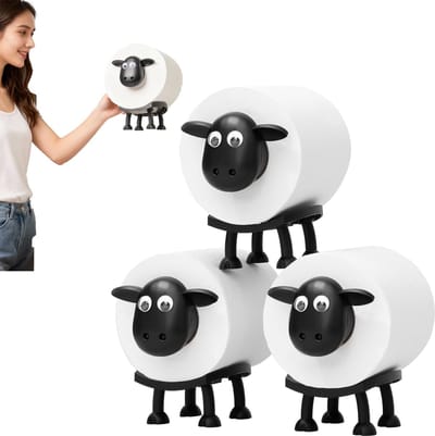 Schaap grappige Klopapierhouder zonder boren, wand- & vloermontage, geschikt voor alle rolformaten, decoratieve WC-papierhouder Schaap voor badkamer, gastentoilet & kinderkamer