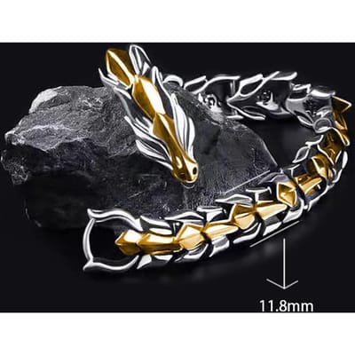 Mode Persoonlijkheid Hip Hop Drakenkop Draken schaal Armbanden Retro Overdreven Mannen Armband Punk Sieraden Accessoires Cadeaus 21cm black