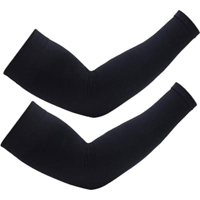 1Pairs Sports Arm Compressie Mouw Basketbal Fietsen Arm Warmer Zomer Hardlopen UV Bescherming Volleybal Zonnebrand Bandjes One Size zwart