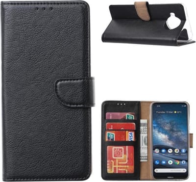 LuxeBass Hoesje geschikt voor Nokia 8.3 - Bookcase Zwart - portemonnee hoesje - telefoonhoes - gsm hoes - telefoonhoesjes