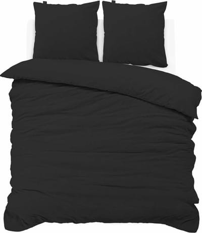 iSleep Dekbedovertrek Teddy Fleece - Tweepersoons - 200x200/220 cm - Zwart