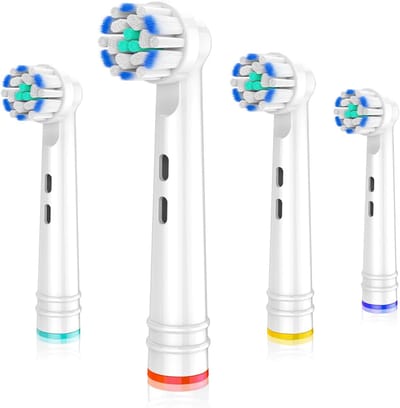 Vervangende Tandenborstelkoppen Passend voor Oral B Elektrische Tandenborstels, 4 Stuks, zachte ultradunne Borstels voor Pro Tandenplakverzorging, Vervangingsonderdelen voor Braun Modellen 3756 3757 3744 3765 3738 4729 4739