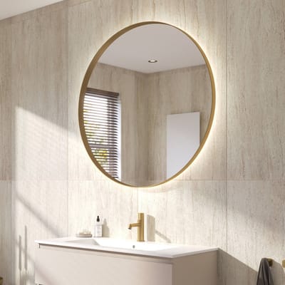 Ben Mimas Ronde Spiegel - met LED Verlichting en Anti-condens - Ø 100 cm - Voorgemonteerd - Mat Goud - Badkamerspiegel - Wandspiegel