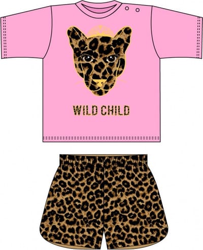 Fun2wear - kinder - meisjes - shortama - Wild Child - Pink - maat 92