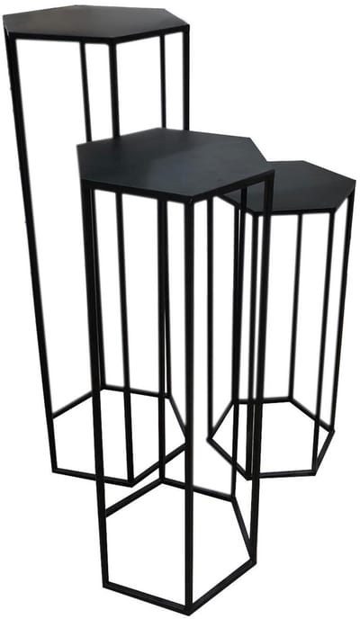 Home Deco Factory Plantenstandaard - 3x stuks - zwart - metaal - industrieel - verschillende hoogtes