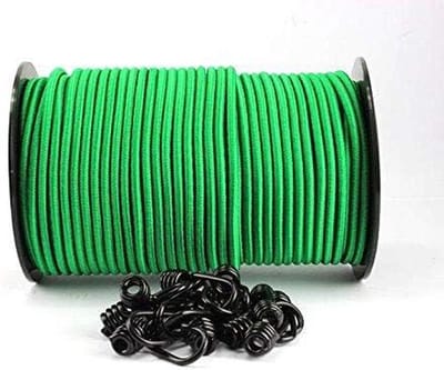Expander Touw - Spanband Rubberkoord - Dekzeil Bevestigen - Inclusief 10 Haken - 30 Meter 6mm - Groen