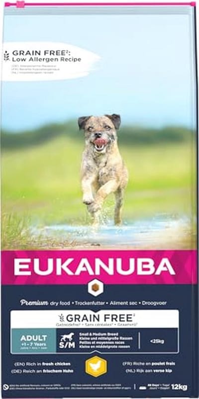 Graanvrije hondenvoeding met kip voor kleine en middelgrote rassen - Droogvoer voor volwassen honden 12kg