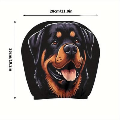 Rottweiler Realistische Print Hoofdsteunhoezen, Decoratie, Comfortabele Pasvorm, Geschikt voor Lange Ritten of Dagelijks Woon-werkverkeer, Verbetert Perfect de Interieurstijl 2pcs black