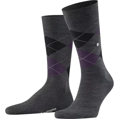 Burlington Edinburgh gedessineerd wol sokken heren grijs - maat 40-46