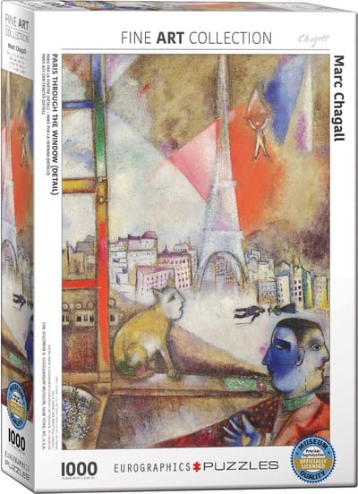Eurographics - Parijs door het Raam [Paris à travers la Fenêtre] - Marc Chagall - 1000 stukjes 48×68cm (b×h) - Fine Art Legpuzzel