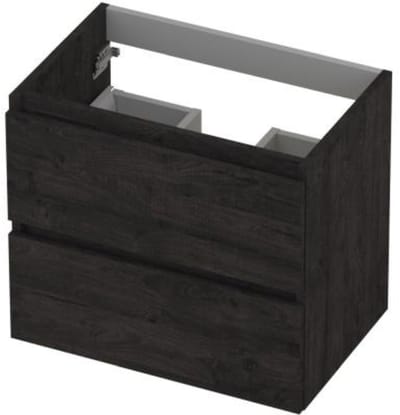 INK - Onderkast 2 Laden Greeploos met Houten Keerlijst - 600x400x520 Mm - Houtskool Eiken