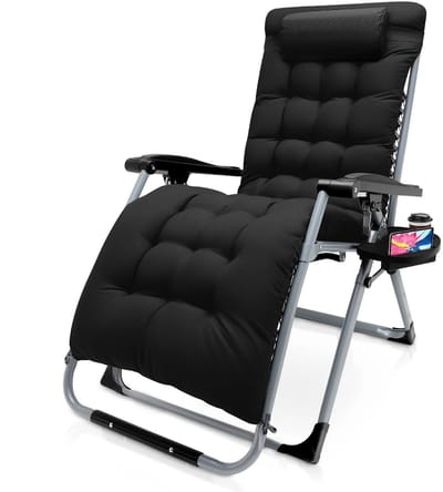 Archi Opvouwbare loungestoel – Tuinstoelen - Verstelbaar – Comfortabel - Bekerhouder– Draagvermogen 160 kg – Tuin – Zwart
