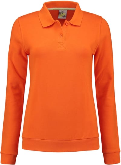 Lemon & Soda polosweater voor dames in de kleur oranje in de maat S.
