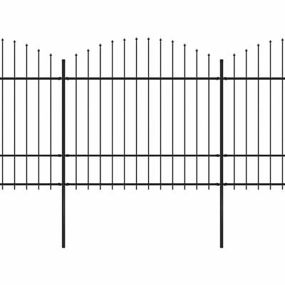 vidaXL - Tuinhek - met - speerpunt - staal - 1673x175 - cm - zwart