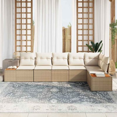 vidaXL - Tuinbank - Set - 6 - st - 6-Aantal - zitplaatsen - Beige - en - Crème