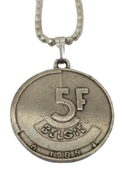 Ketting 5 franc belge verzilverd