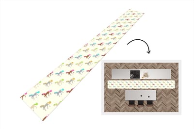 Keukenloper - Keukenmat - Meiden - Paarden - Patronen - 400x50 cm - Keuken vloerkleed