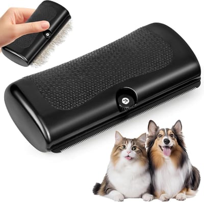 Huisdier Verzorgingsborstel - Hondenkatten Borstel - Vacht Ontklitten - Haarvermindering 95% - 10 x 4 cm - Grijs