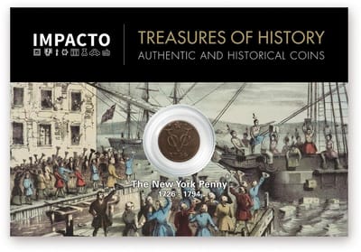 Dailygoods- Penny Echte Duit munt uit New York (1726-1794) - Verzamelobject - Koloniaal erfgoed - Historisch - Geverifieerd - Certificaat - Verzamelmunten
