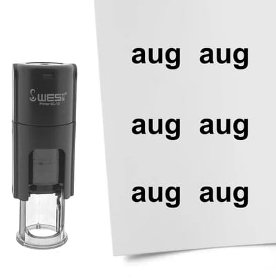 CombiCraft Stempel maand augustus 10mm rond zwarte inkt - per 1 stuk