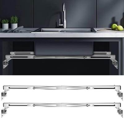 Verstelbare RVS Onderbouw Wastafel Beugels, Installatiekit voor Zware Keuken en Badkamer Wastafels (71-100cm) - 2 Stuks, Duurzaam en Betrouwbaar