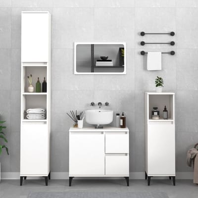 vidaXL - Badkamerkast - 30x30x100 - cm - bewerkt - hout - wit