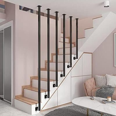 Metalen Trap Reling - Smeedijzeren Greep - Veiligheid Binnen Buiten - Robuuste Ondersteuning - Tot 150 cm - Zwart