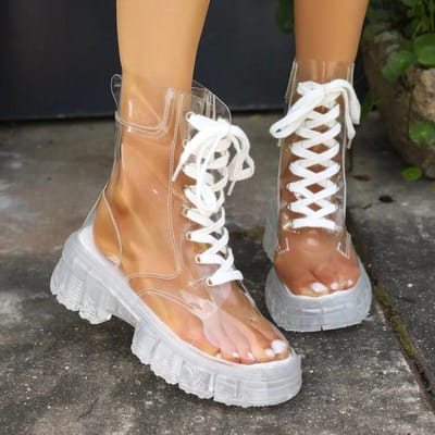 Nieuwe Winter Transparante Modieuze Korte Laarzen, Sexy Antislip, Slijtvaste en Comfortabele Damesschoenen Mujer 39 white
