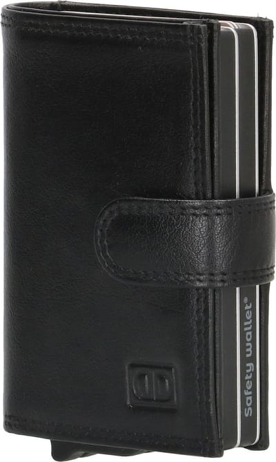 Double-D FH-serie Safety Wallet Unisex - Pasjeshouder voor Dames en Heren - Portemonnee van 100% Leder - Zwart