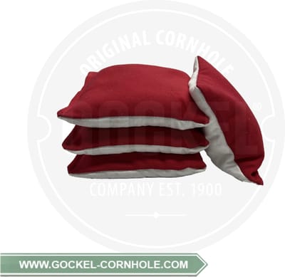 1 set van 4 STICK & SLIDE Cornhole Bags / Zakjes (ROOD-WIT) - volgens officiële normen - Biologisch afbreekbaar granulaat gevuld