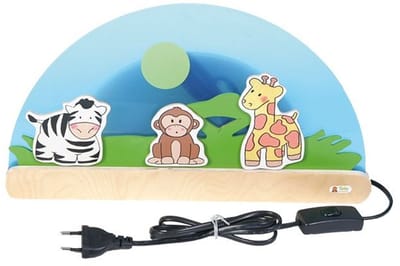 Beleduc lamp jungledieren houten nachtlampje kinderkamer decoratie.