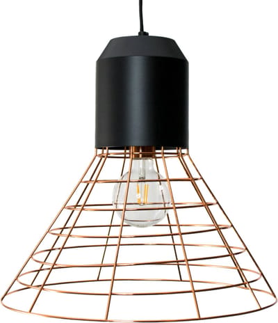 Groenovatie Metalen Hanglamp Cage - E27 Fitting - Koper - Zwart - Ø45 x 40 cm
