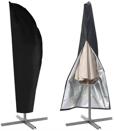 BukkitBow - Parasolhoes voor Zweefparasol - Waterdicht Polyester - Met Rits & Koordsluiting - 265x70 cm - Zwart