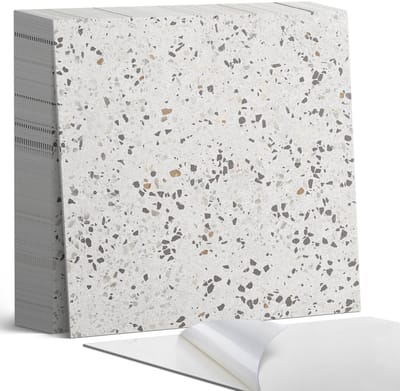 Coloray Plaktegels - Patroon met kleine steentjes Zelfklevende Tegels - 20 cm x 20 cm - Grijs Plaktegels - 20 stuks - Vierkant PVC Tegels - Plaktegels Badkamer - Plaktegels Vloer - Vinyl Tegels - Wandtegel Zelfklevend