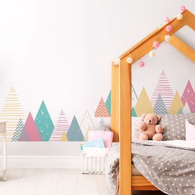 Muurstickers voor kinderkamers - Decoratie voor babykamers - Gigantische muursticker voor kinderen, Scandinavische bergen, LUKA - 100x170cm