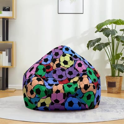 Zitzak hoes - Luie bank - Ontspannen zitten - Opbergfunctie - 100x120cm - Gekleurde voetbal