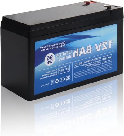 Lithium Batterij - Oplaadbare Accu - Energie Opslag - 4000 Diepe Cycli - 12V 8Ah - Zwart