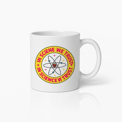 In Science We Trust Mok – 330 ml Wetenschapper Koffiebeker – Grappig Atoom Ontwerp – Perfect Cadeau voor Wetenschapsliefhebbers, Leraren en Studenten