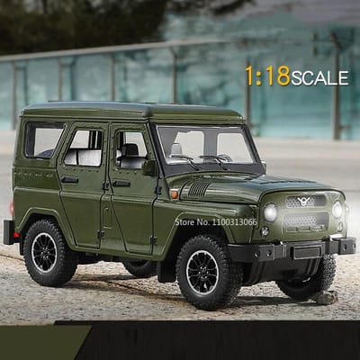 1:18 Russische Uaz-452 Hunter Speelgoedauto's Diecast Model Met Geluid Licht Van Deuren Openen Minivrachtwagen Kinderen Kinderdag Cadeaus gray