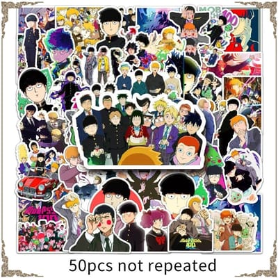 Mob Psycho Kawaii Anime Waterdichte Stickers Manga Mobu Saiko Hyaku Cartoon Graffiti Decoraties Trendy Cadeau 50 stuks