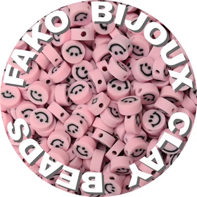 Fako Bijoux - 1000 Klei Kralen Smiley / Emoji Roze - Polymeer Kralen - Figuurkralen - Kleikralen - 10mm - 1000 Stuks - Bulk