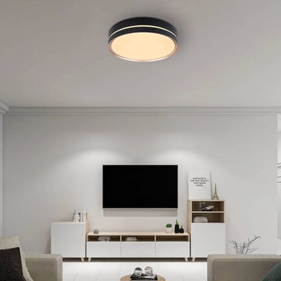 Globo Manni LED plafondlamp, Ø 39 cm, zwart/bronskleurig, CCT