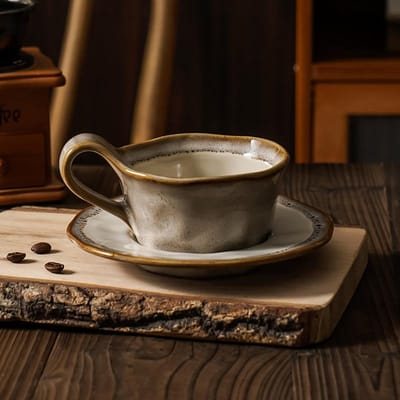 Tasse à café et soucoupe en céramique imprimé léopard japonais rétro bohème ins créatif thé de l'après-midi tasse latte art coffret cadeau 160ml brown