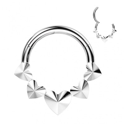 Piercing titanium front hartjes ring 1.2x8 - zilver - LMPiercings