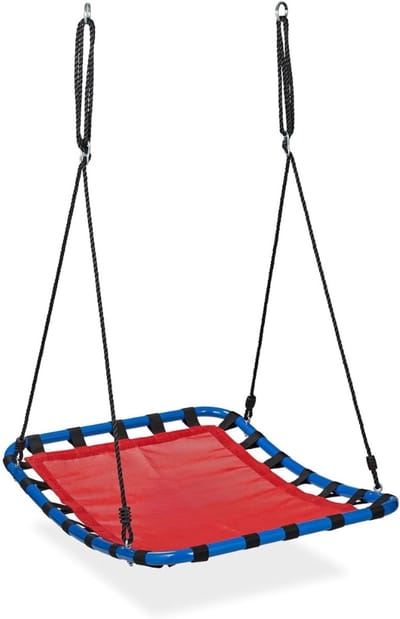 Famanu – Schotelschommel voor tuin, verstelbaar en geschikt voor kinderen en volwassenen, rood